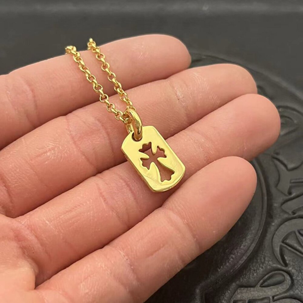 Chrome Hearts Hollow Diamond Cross Necklace